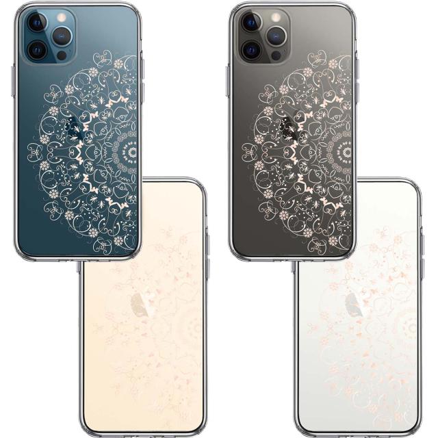 iPhone12Pro ケース クリア 曼荼羅 花柄 スマホケース 側面ソフト 背面ハード ハイブリッド 送料無料-1