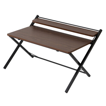 棚付折りたたみワークデスク ロータイプ 幅80cm テーブル 机 木目 テレワーク PCデスク 送料無料-2