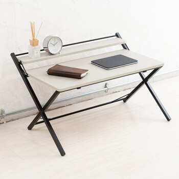 棚付折りたたみワークデスク ロータイプ 幅80cm テーブル 机 木目 テレワーク PCデスク 送料無料-4