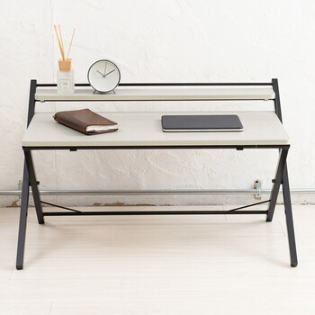 棚付折りたたみワークデスク ロータイプ 幅80cm テーブル 机 木目 テレワーク PCデスク 送料無料-6