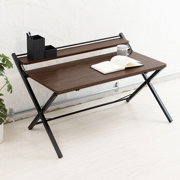 棚付折りたたみワークデスク ロータイプ 幅80cm テーブル 机 木目 テレワーク PCデスク 送料無料-7