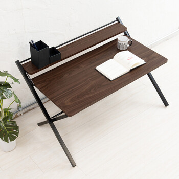 棚付折りたたみワークデスク ロータイプ 幅80cm テーブル 机 木目 テレワーク PCデスク 送料無料-8