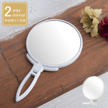 卓上としても使える2WAYミラー 手鏡 BALLOON 3倍鏡 拡大鏡 丸型 飛散防止 角度調整 メイク 完成品 送料無料-13