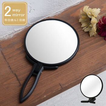 卓上としても使える2WAYミラー 手鏡 BALLOON 3倍鏡 拡大鏡 丸型 飛散防止 角度調整 メイク 完成品 送料無料-14