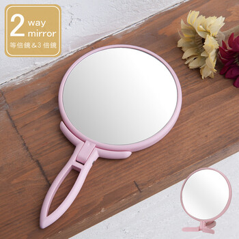 卓上としても使える2WAYミラー 手鏡 BALLOON 3倍鏡 拡大鏡 丸型 飛散防止 角度調整 メイク 完成品 送料無料-15