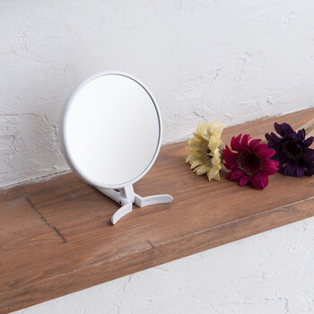 卓上としても使える2WAYミラー 手鏡 BALLOON 3倍鏡 拡大鏡 丸型 飛散防止 角度調整 メイク 完成品 送料無料-6
