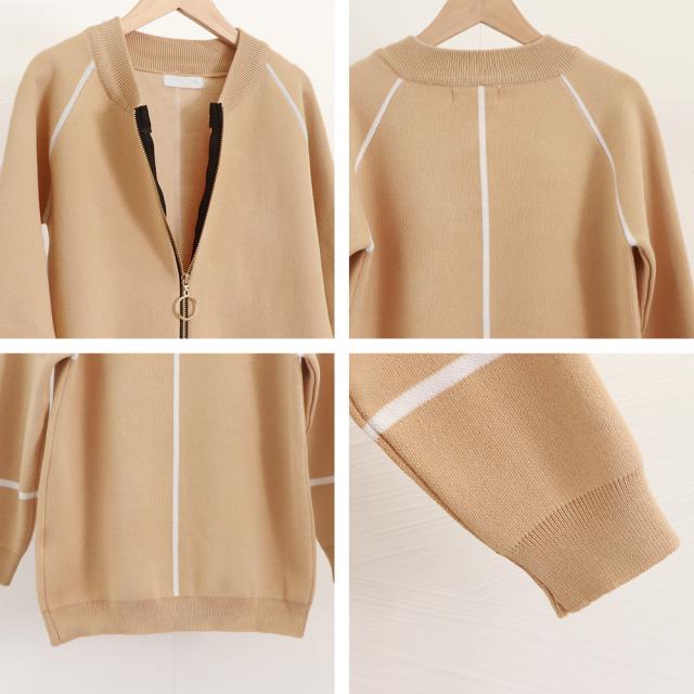ジップアップニットジャケット レディース 送料無料 即日発送-3