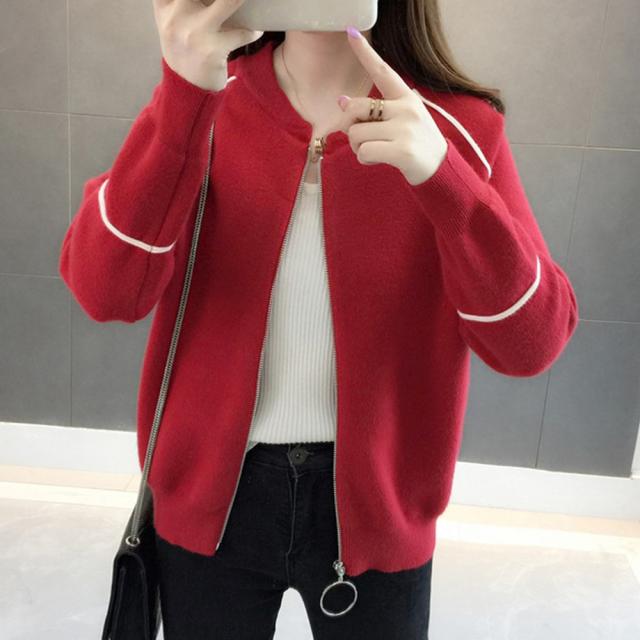 ジップアップニットジャケット レディース 送料無料 即日発送-7