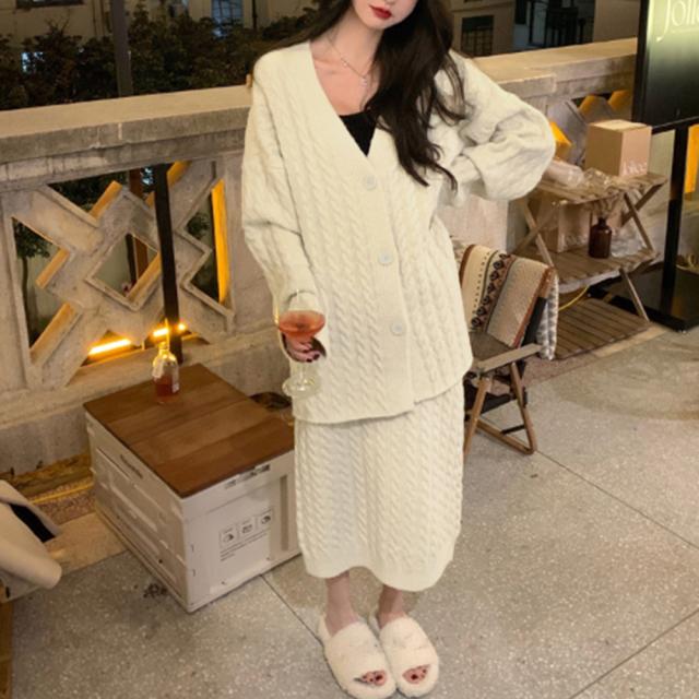 ケーブル編み ニットセットアップ 送料無料 即日発送-5