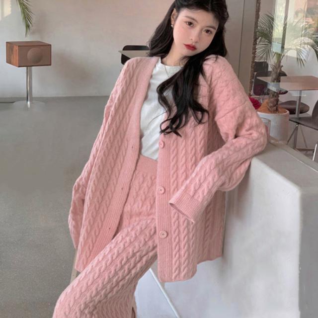 ケーブル編み ニットセットアップ 送料無料 即日発送-6