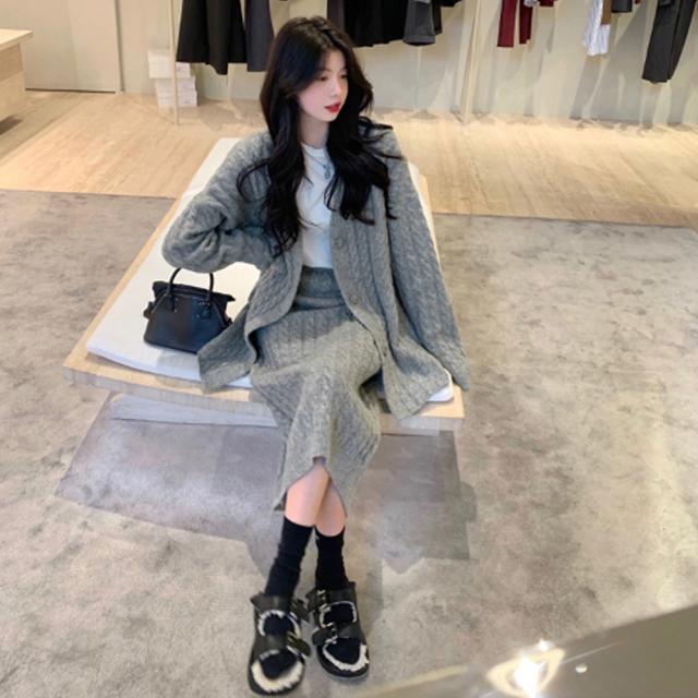 ケーブル編み ニットセットアップ 送料無料 即日発送-7