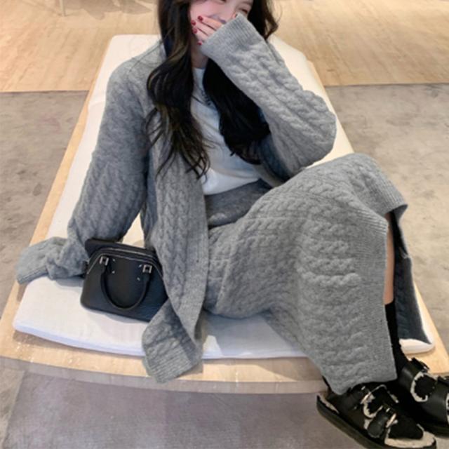 ケーブル編み ニットセットアップ 送料無料 即日発送-8