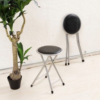 ホームスツール ブラック パイプイス 丸椅子 折りたたみ お買い得 軽量 完成品 学校 オフィス 送料無料-2