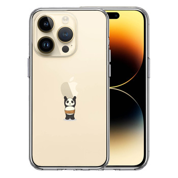 iPhone14Pro ケース クリアパンダ アップル 重量挙げ 腹巻 スマホケース 側面ソフト 背面ハード ハイブリッド 送料無料-0