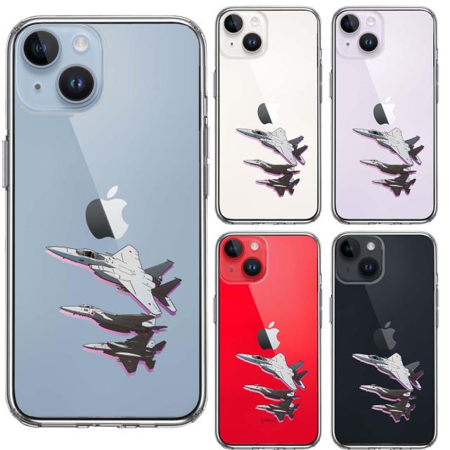 iPhone14Plus ケース クリア戦闘機 F 15J 編隊飛行 ブレイク スマホケース 側面ソフト 背面ハード ハイブリッド 送料無料-1