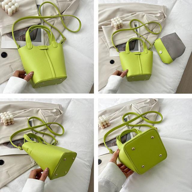 バケツ型 PUレザー ハンドバッグ 春夏 送料無料 即日発送-2