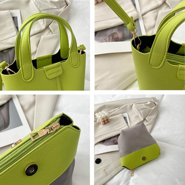 バケツ型 PUレザー ハンドバッグ 春夏 送料無料 即日発送-3