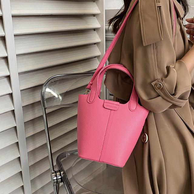 バケツ型 PUレザー ハンドバッグ 春夏 送料無料 即日発送-6