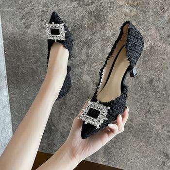 ツイードパンプス ポインテッドトゥ 華奢 送料無料 即日発送-5