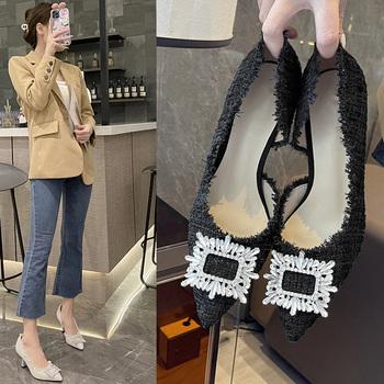 ツイードパンプス ポインテッドトゥ 華奢 送料無料 即日発送-6