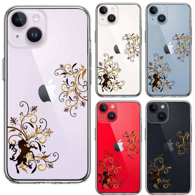 iPhone14Plus ケース クリアフローラル ユニコーン ブラウン スマホケース 側面ソフト 背面ハード ハイブリッド 送料無料-1