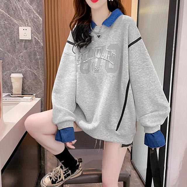 レイヤード風スウェットトップスレディース 送料無料 即日発送-6