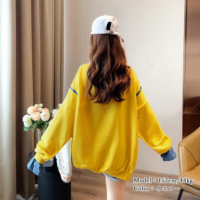 レイヤード風 スウェット 薄手トレーナー 送料無料 即日発送-9