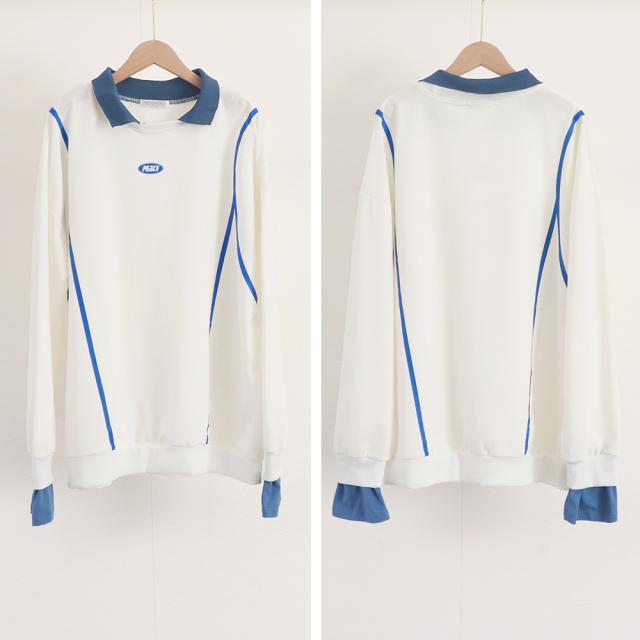 レイヤード風 スウェット 薄手トレーナー 送料無料 即日発送-2