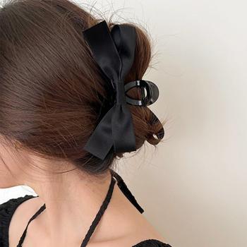 ヘアクリップ バンスクリップ リボン 黒 送料無料 即日発送-2