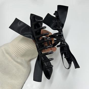ヘアクリップ バンスクリップ リボン 黒 送料無料 即日発送-7