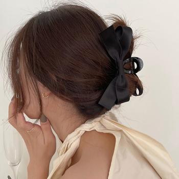 ヘアクリップ バンスクリップ リボン 黒 送料無料 即日発送-8