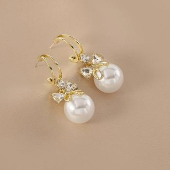 ピアス 揺れる パールリボンピアス 送料無料 即日発送-6