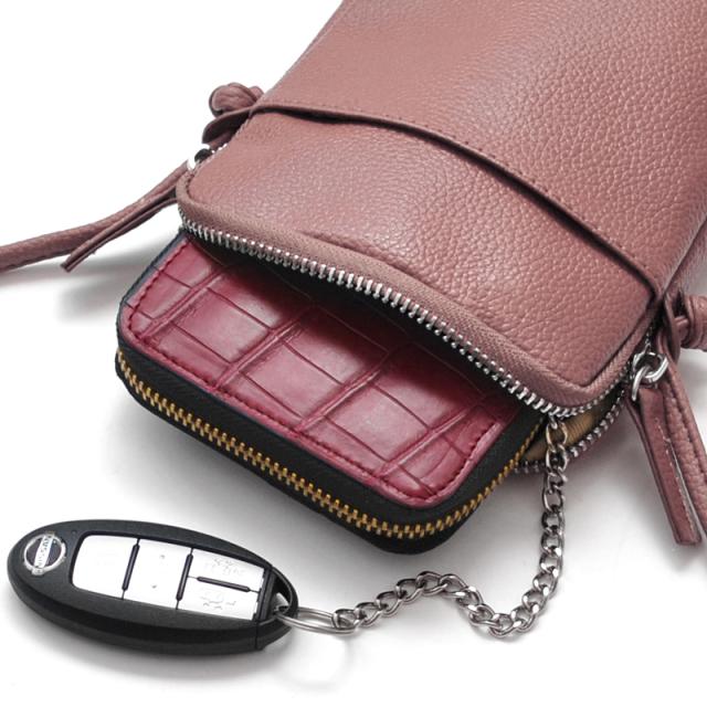 スマートポシェット サコッシュ AN 7162 8色展開 レディースカラバリポーチ MOMO レザー 牛革 送料無料-2