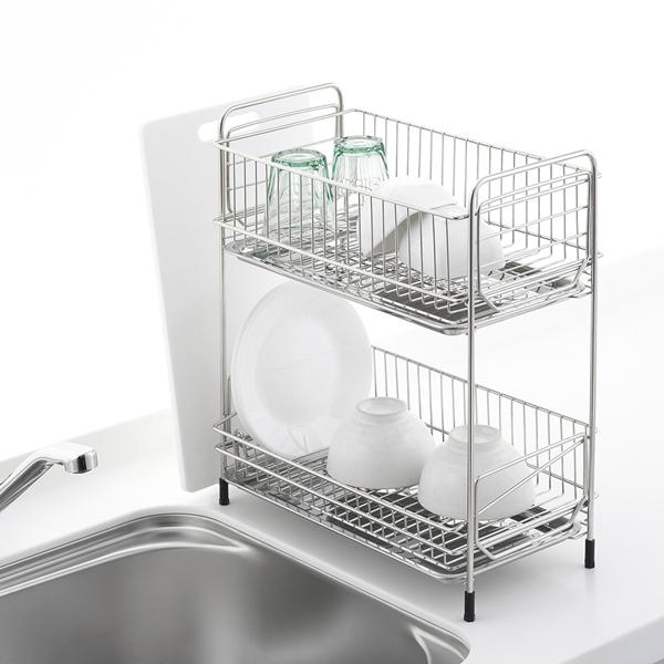 アットアクアステンレス製水切りラック2段スリム 送料無料 即日発送-2