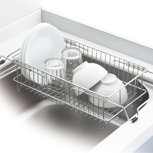 アットアクアステンレス製シンクスライド式水切りバスケット 送料無料 即日発送-1