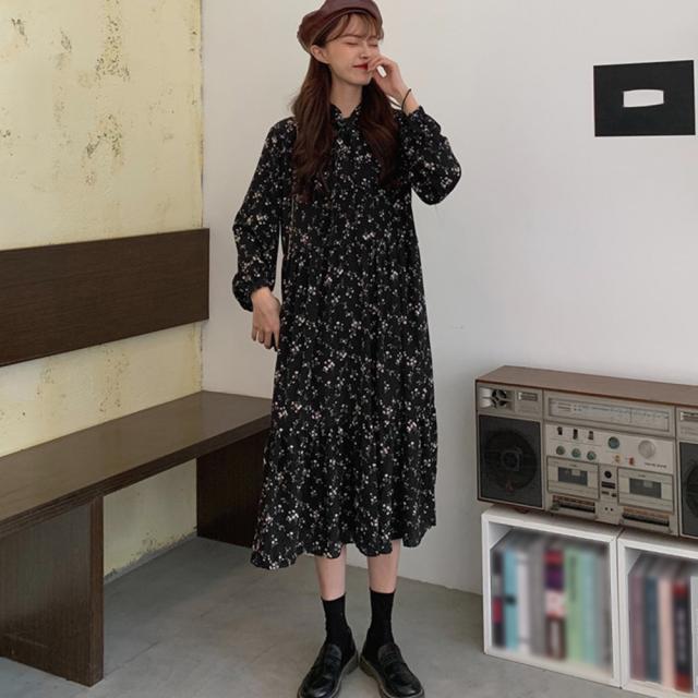 ワンピース 小花柄 ボウタイワンピース レディース春 送料無料 即日発送-5