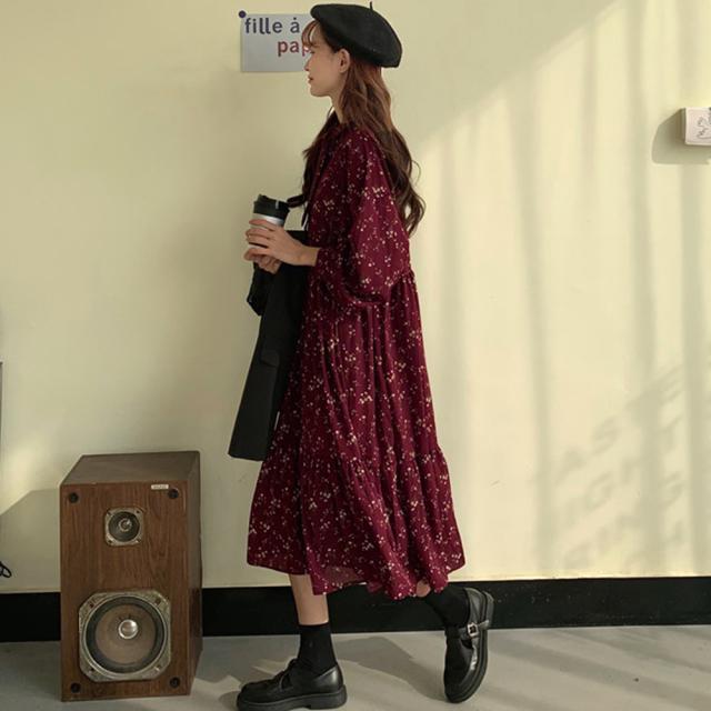 ワンピース 小花柄 ボウタイワンピース レディース春 送料無料 即日発送-7