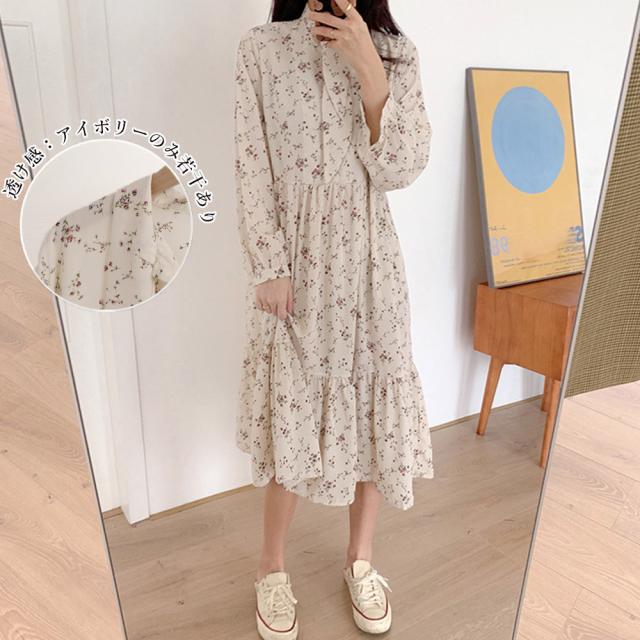 ワンピース 小花柄 ボウタイワンピース レディース春 送料無料 即日発送-8