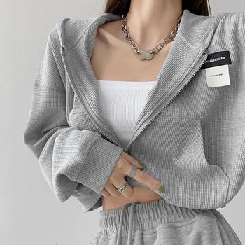 クロップド丈 パーカー ジップアップ春秋 送料無料 即日発送-5