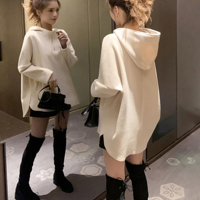 ハーフジップパーカー サイドスリット 送料無料 即日発送-4