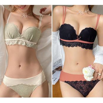 バイカラーノンワイヤーブラショーツセット 送料無料 即日発送-4