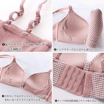 チェック柄 ブラジャー ショーツセット 送料無料 即日発送-3
