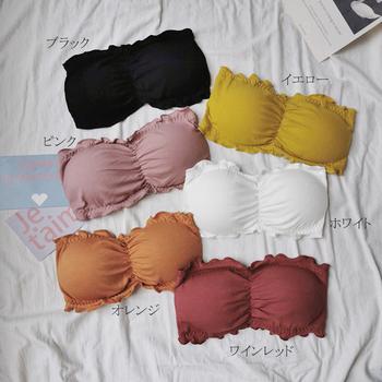 ギャザー チューブトップブラ 送料無料 即日発送-1