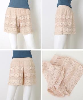 ペチパンツ 3分丈パンツ ショートパンツ 夏 レース レディース 送料無料 即日発送-4