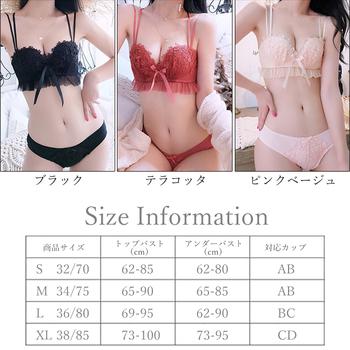 レース チュール ブラジャー ショーツ セット ノンワイヤー パッド付き 下着 送料無料 即日発送-1