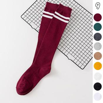 ハイソックス レディース 2本ライン 靴下 綿 ボーダー ロングソックス 通学 送料無料 即日発送-9