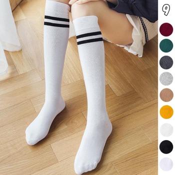 ハイソックス レディース 2本ライン 靴下 綿 ボーダー ロングソックス 通学 送料無料 即日発送-3