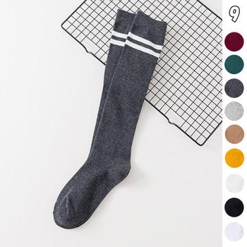 ハイソックス レディース 2本ライン 靴下 綿 ボーダー ロングソックス 通学 送料無料 即日発送-5