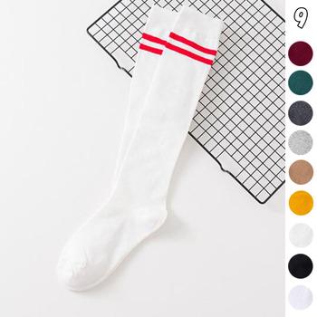 ハイソックス レディース 2本ライン 靴下 綿 ボーダー ロングソックス 通学 送料無料 即日発送-6