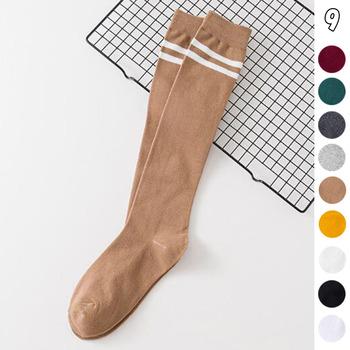 ハイソックス レディース 2本ライン 靴下 綿 ボーダー ロングソックス 通学 送料無料 即日発送-8